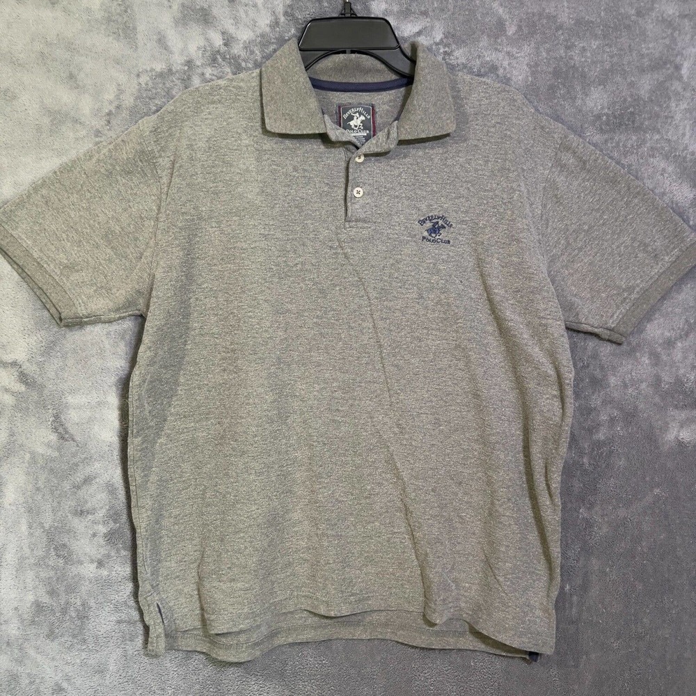 Beverly Hills Polo Shirt short sleeve Gray Charcoal Mens size large short sleeve